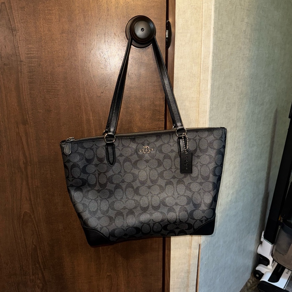 Coach Black and Gray Signature Tote